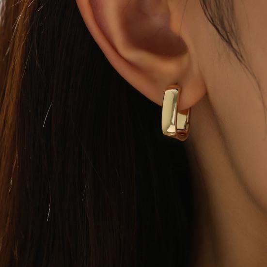 1 Pair Women Earrings, Hypoallergenic U-Shaped Hoop Earrings, Smooth Polished Surface Copper Earrings for Jewelry Gift