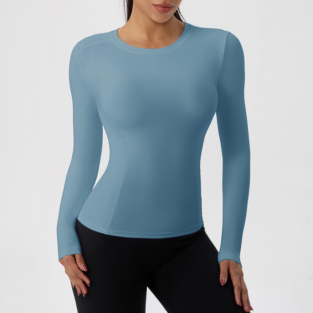 European & American Autumn/Winter Long Sleeve Yoga Top - High Elastic, Quick-Dry, Bare Feel, Round Neck Fitness T-Shirt