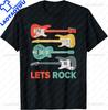 Lets Rock Electric Guitar Music Lover Band Guitarist Retro TShirt Unisex Summer Soft Tops Print Original Design Gifts Tshirts