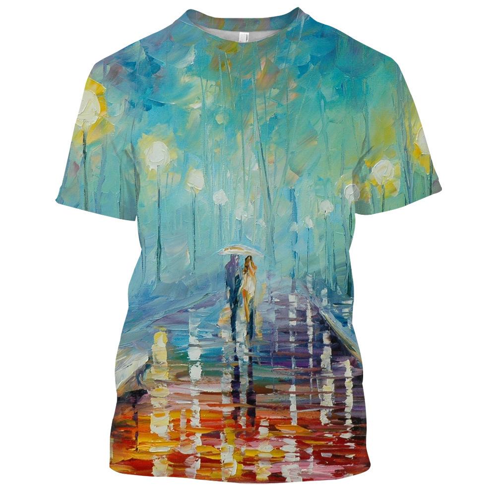 Summer Tide Fashion Doodle Picture Men T-Shirts  Casual 3D Print Tees Hip Hop Personality Round Neck Short Sleeve Tops