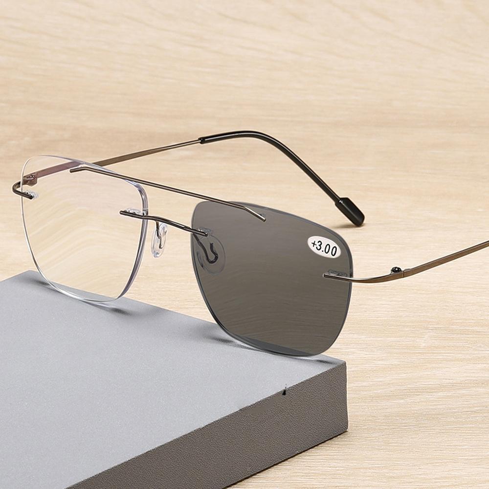 Double Bridge Pilot Photochromic Progressive Multifocal Reading Sunglasses Comfortable Reading Glasses +0.75 To +4 See Near Fa