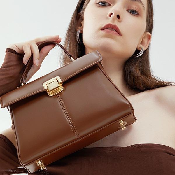 New High-end Textured Handbag Shoulder Messenger Bag Commuter Leather Bag