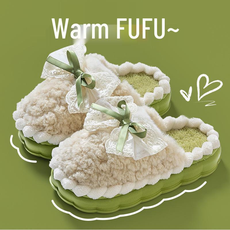 Women's 2025 Plush Cotton Slippers: Soft, Thick-Soled, Height-Boosting, and Warm Indoor Footwear for Autumn and Winter