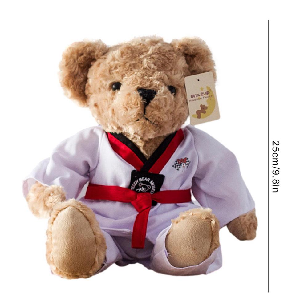 Kawaii Chinese Kong-Fu 25cm Plush Toys Stuffed Soft Bear Doll Kids Couple Wear Taekwondo Clothes Child Birthday Gift