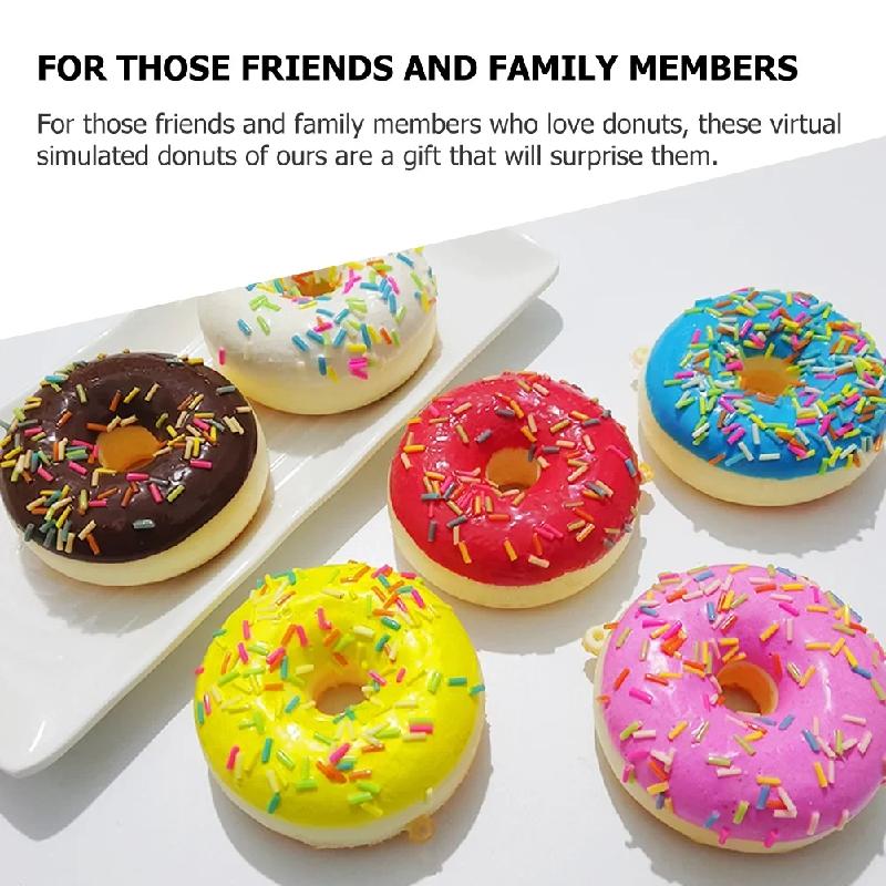 6pcs Donut Imitation Dessert Food for Decoration Display Window Display, Kitchen Display Party Gift Decor Hanging Ornaments