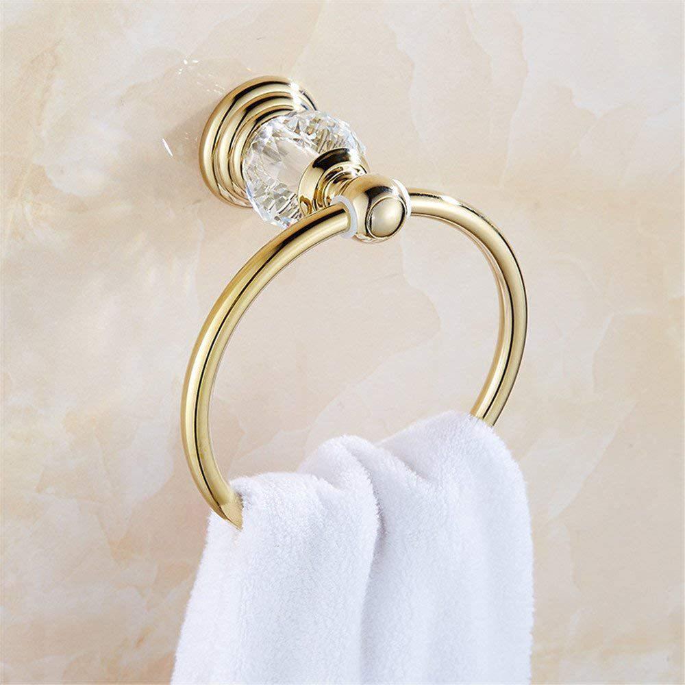 European Style Gold-Plated Crystal Towel Rack - Wall-Mounted, Stainless Steel