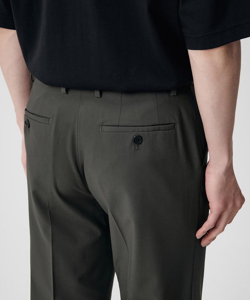 Musinsa Standard [Cooltandard] Semi-Wide Hidden Banding Slacks [Dusty Khaki]