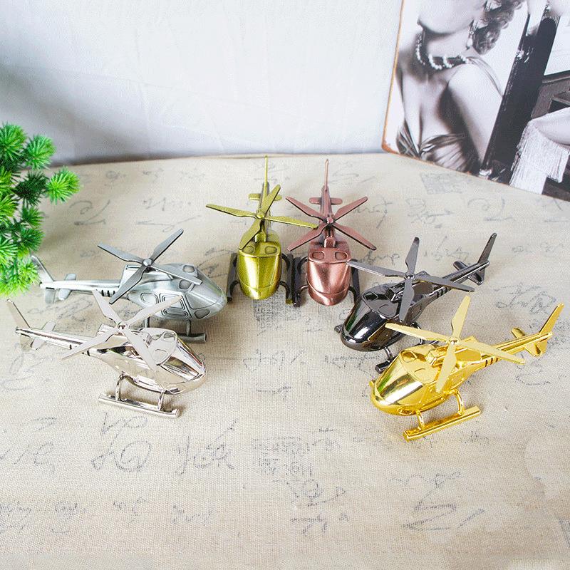 6 Colors Creative Helicopter Model Toys Metal Crafts Zinc Alloy Airplane Kids Toys Decorations Ornaments for Boys Children Gifts