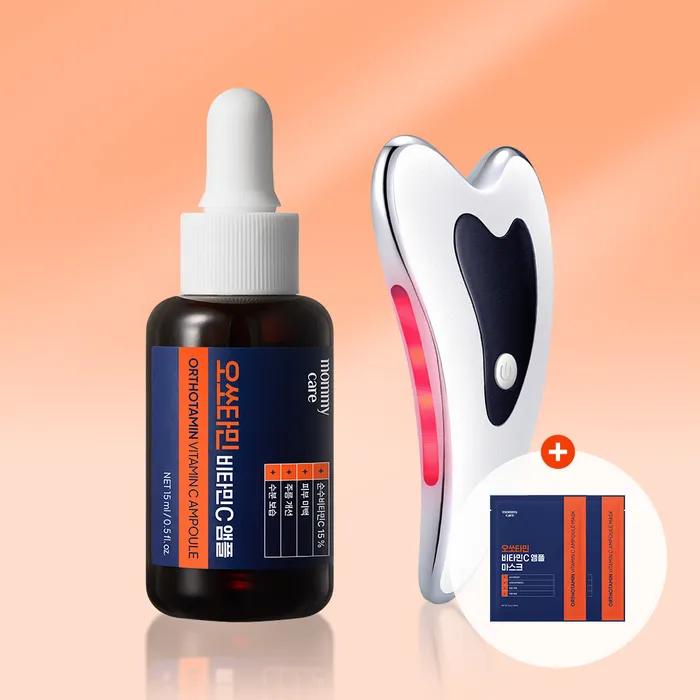 [Whitening Boosting SET] Orthotamin Vitamin C Ampoule + Galvanic Lifting Absorption Massager (+ 2 Free Mask Packs)