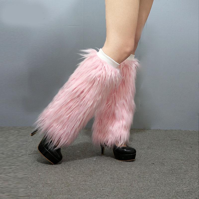 Fluffies Faux Fur Boots Socks Winter Female Leggings Trendy Warming Leg Warmers Solid Color Foot Sleeve Boot Cover For Women