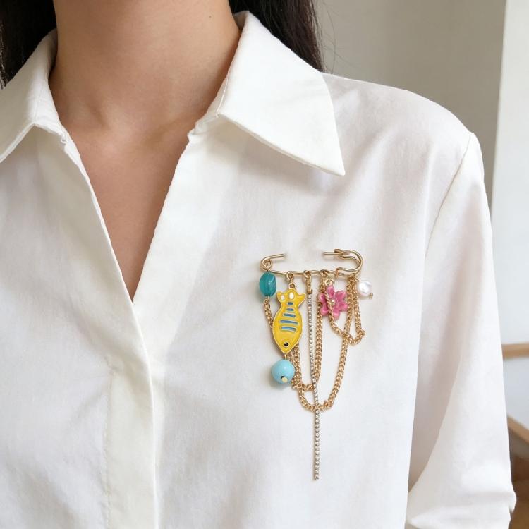 Handmade Enamel Fish Brooch With Floral Detailing Delicate Craftsmanship Lapel Accessory for Women Girls