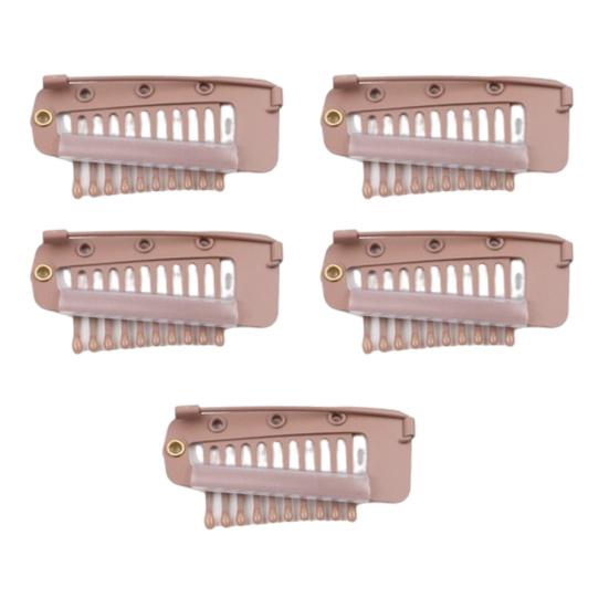 5Pcs Wig Clip with Safety Pin 10-Teeth Hair Extension Snap Clip Heavy Duty Metal Invisible Wig Securing Comb Chunni Dupatta Setting Clip