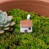 Miniature Resin Houses for Fairy Garden 2Pcs Mini Chimneyed Cottage Figurines, Rural House Building Ornaments DIY Micro Landscape Accessories