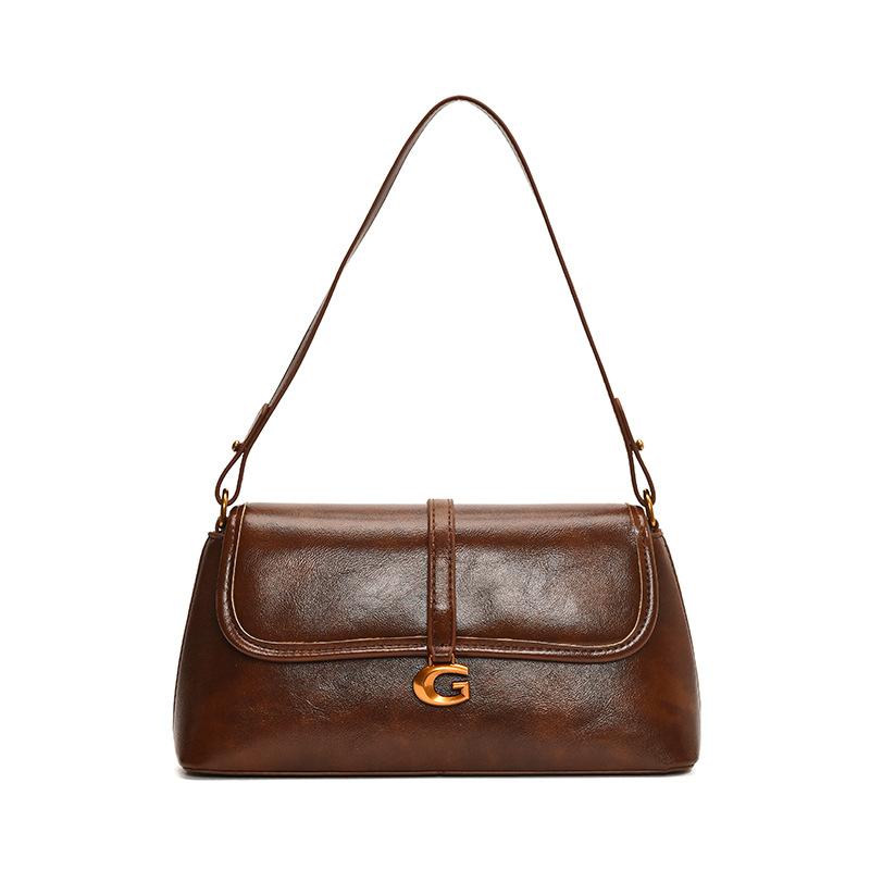 

Korean version of fashionable casual business commuter style underarm small square bag women s advanced texture solid color versatile messenger bag коричневий