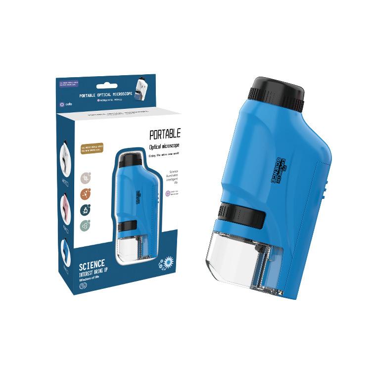 Kinder Taschen Mini Tragbares Mikroskop 60x-120x LED Beleuchtetes Handmikroskop Schüler Wissenschaftsexperiment Ausrüstung Set Geschenk