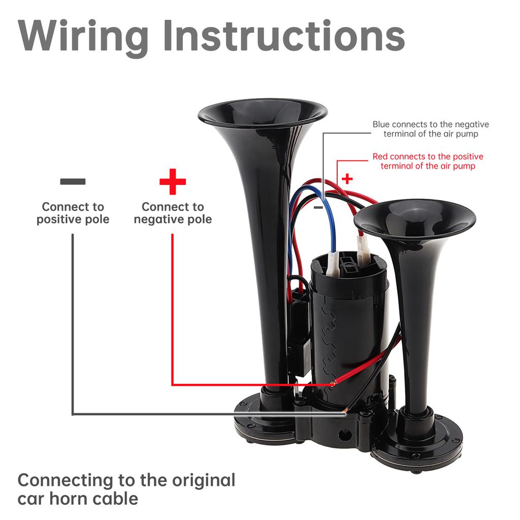 150dB Super Loud Black Air Horn Kit with Compressor Heavy Duty for Truck Train Marine Car Vehicles