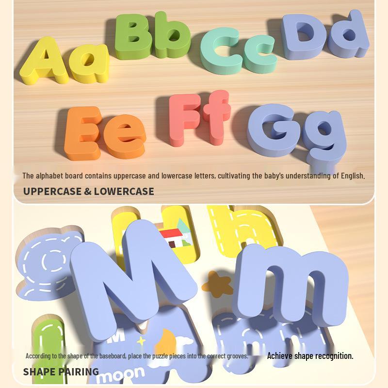 Holz 3D Alphabet Puzzle zum frühen Lernen: Groß- & Kleinbuchstaben für Kinder