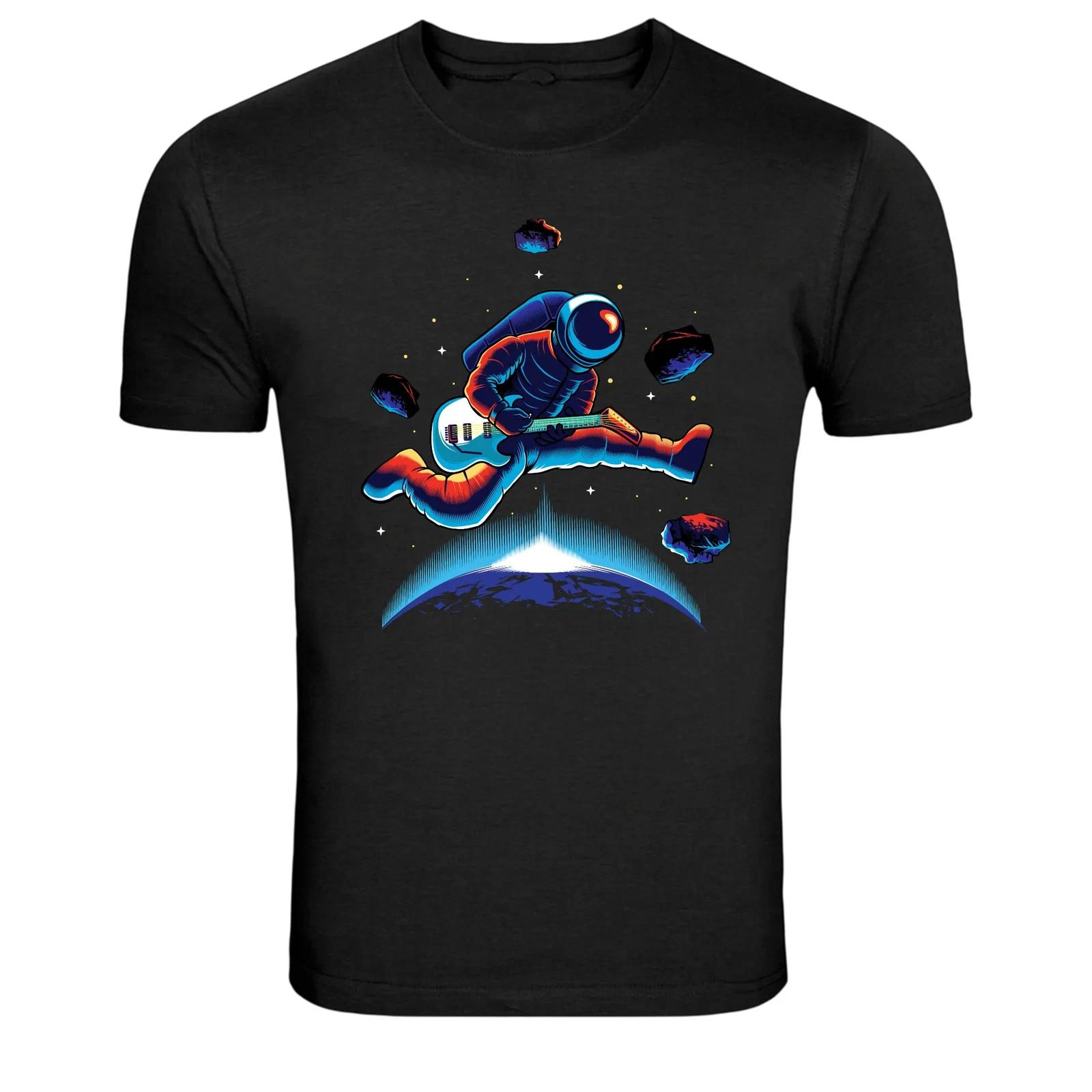 Astronaut Rock Guitar Jump In Space Graphic T-Shirt 3XL