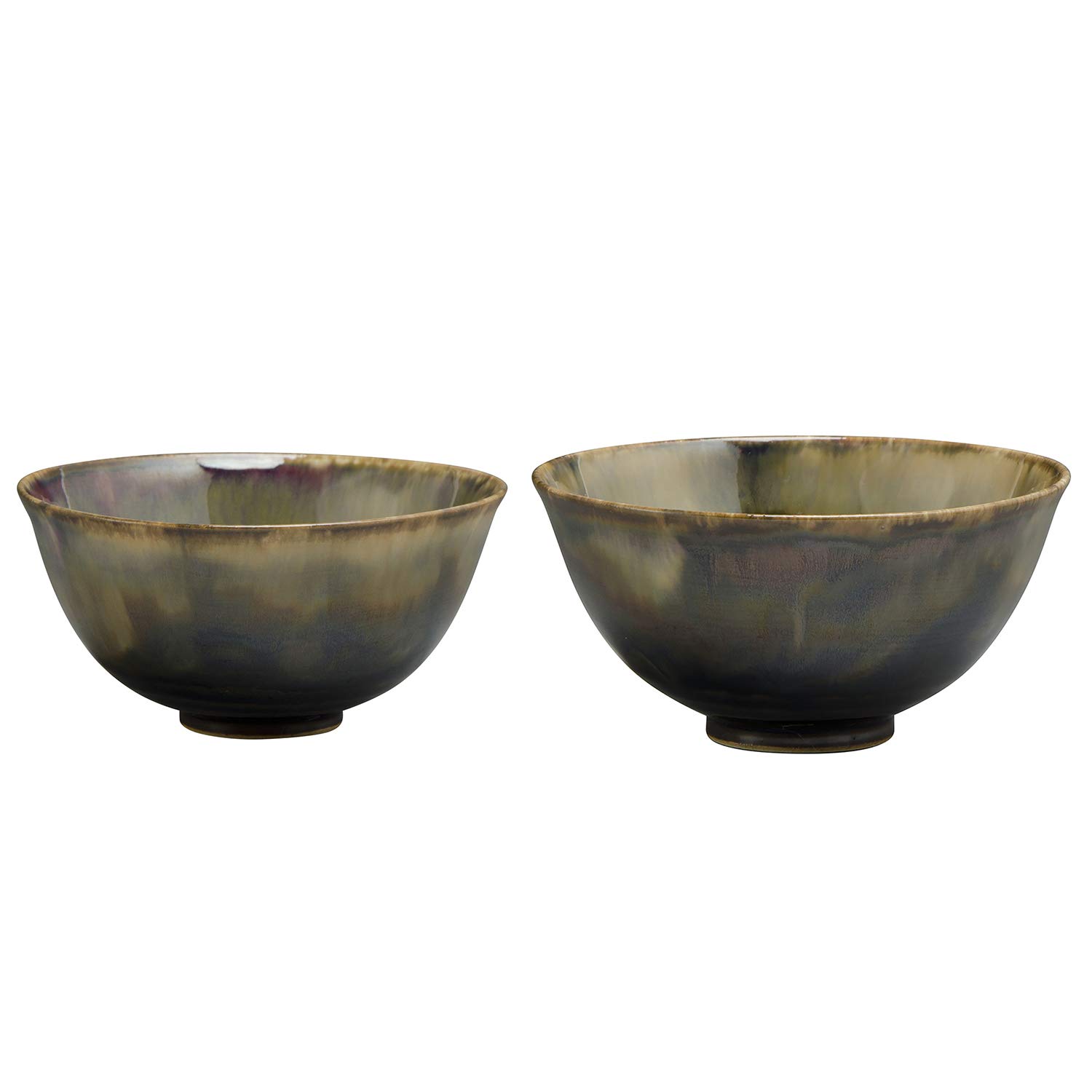 

Kyoyaki Kiyomizuyaki Jihei Kiln Rice Bowl Glazed Flow Made in LJU610 Set, Color, Akebono, Japan,