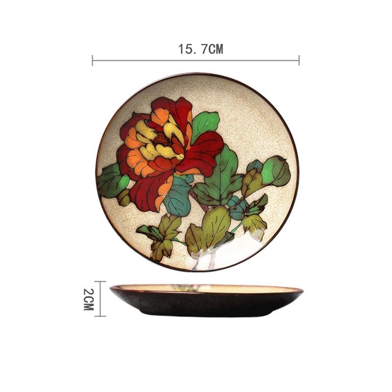5-7-Zoll-Knochenteller Kreatives handbemaltes unterglasurfarbenes Keramikgeschirr Kaltes Gericht Obst Dim Sum Teller Snack Haushaltsgeschirr
