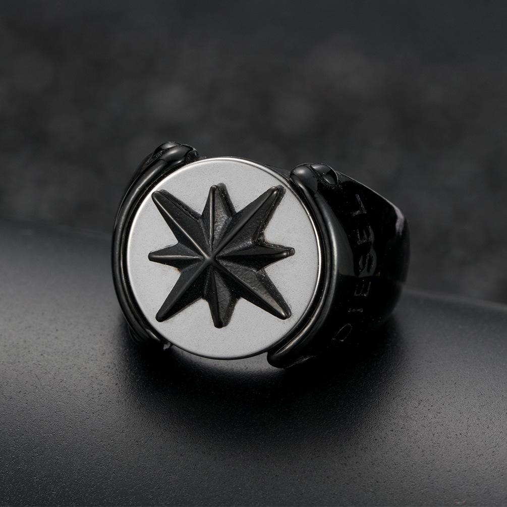Octagonal Star Titanium Steel Ring Fashion Trendy Hand Decoration Ring Jewelry