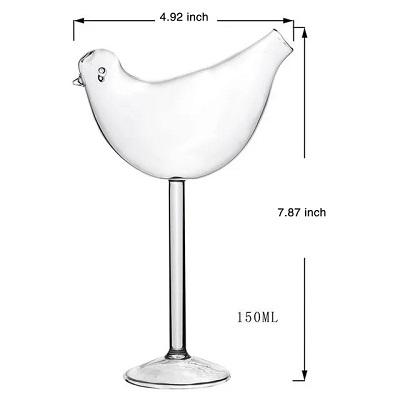 Creative Cocktail Glass Bird Design Clear Cocktail Glass Novelty Drink Cup for KTV Bar Night Party Cocktail Tool 150mll