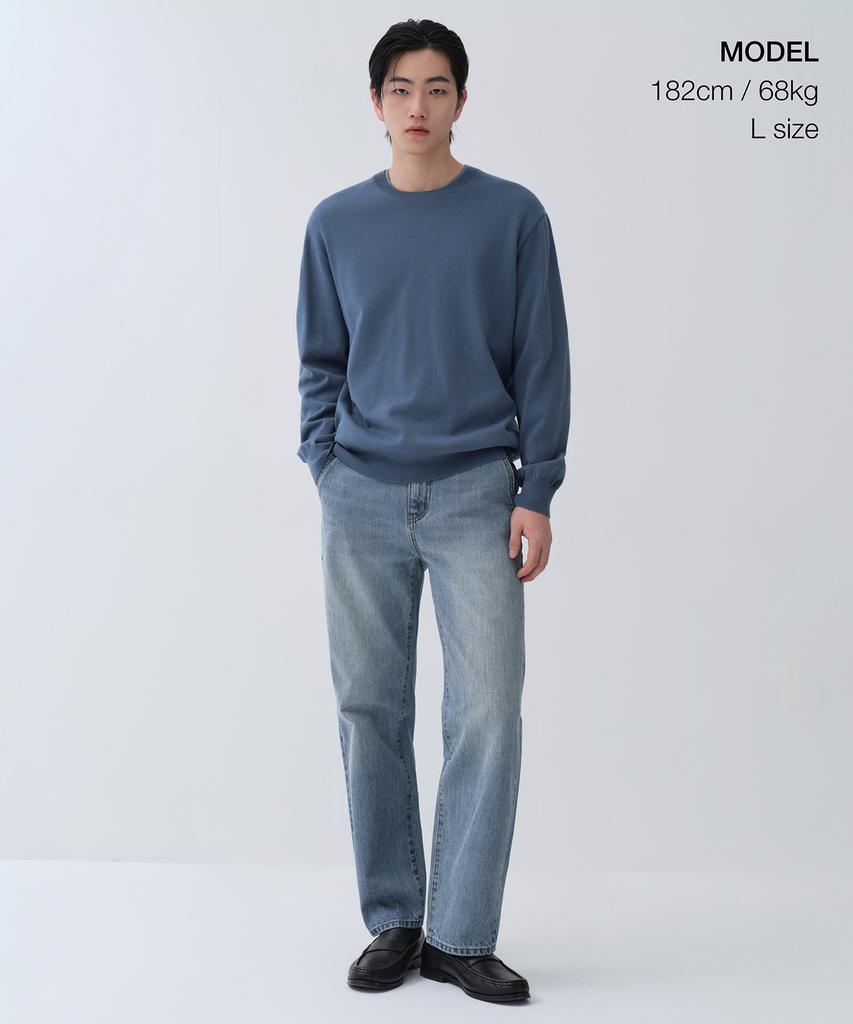 Musinsa Standard Washable Supima Cotton Crew Neck Knit [Blue Grey]