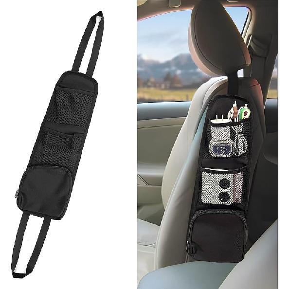 QUICTO 2PCS Car Seat Storage Hanging Bag, Multi-Pocket Seat Side Organizer, Multifunctional Mesh Net Pocket, Can Hold Mobile Phone, Wallet, Glasses,