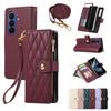 Crossbody Wrist Strap Zipper Wallet Card Holder Phone Case for Samsung Galaxy Z Fold 8 Ultra 7 6 5 4 3 Lanyard PU Leather Cover