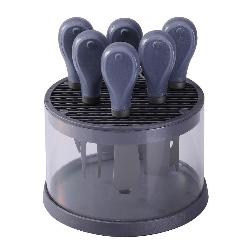 6-Piece Stainless Steel Cheese Knife Set: Includes Knife Block, Cutlery, Fork, and Butter Knife
