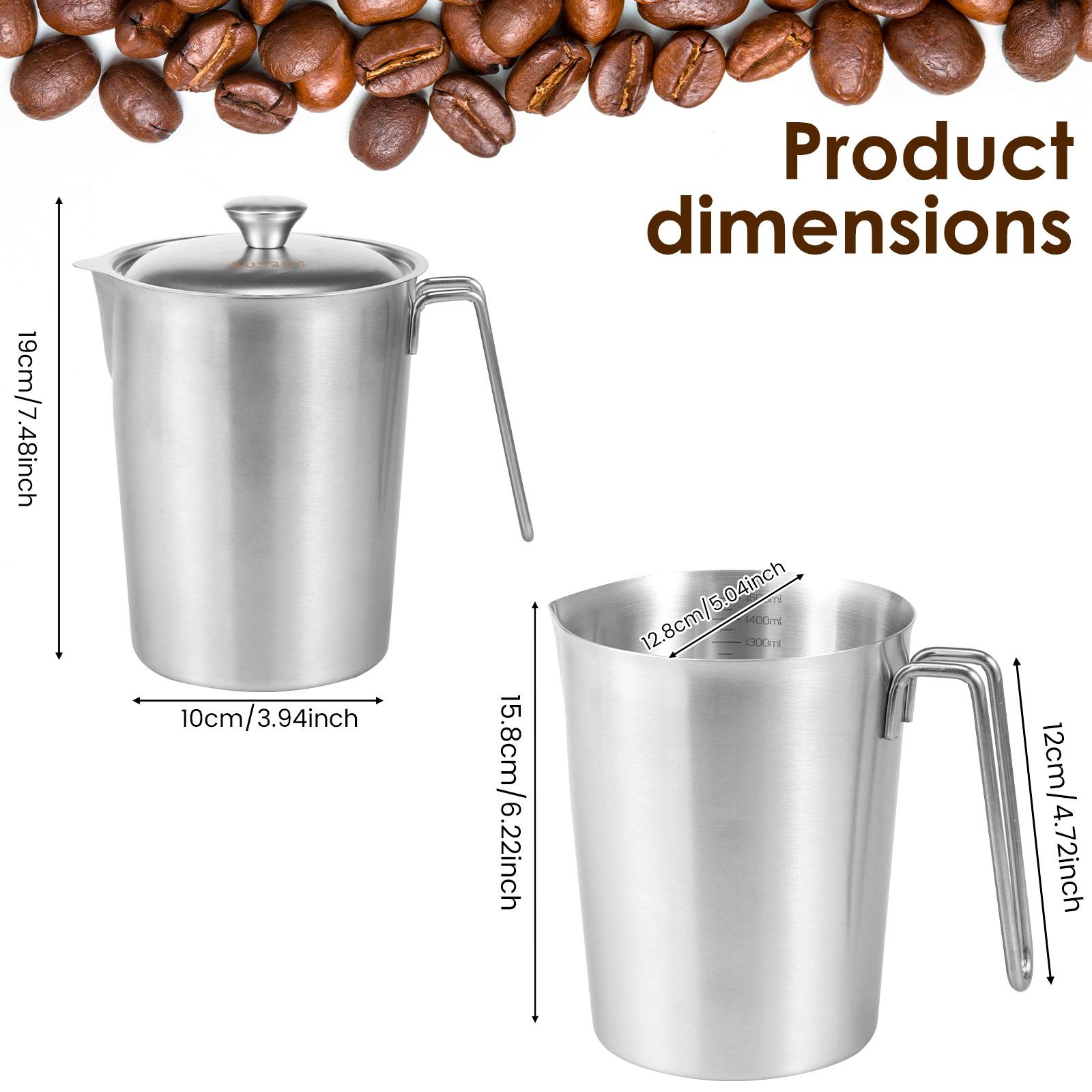 

Stainless Steel Water Pitcher with Lid & Handle Large Capacity Cold Drink Kettle Milk Frothing Jug for Beverage Tea Juice Coffee