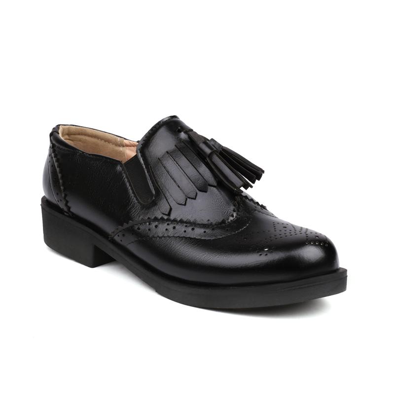 

Женские лоферы-лодочки с круглым носком на платформе, на толстом низком каблуке с кисточками, женская модная повседневная обувь, весна-осень, черный, коричневый 46 34 чёрный