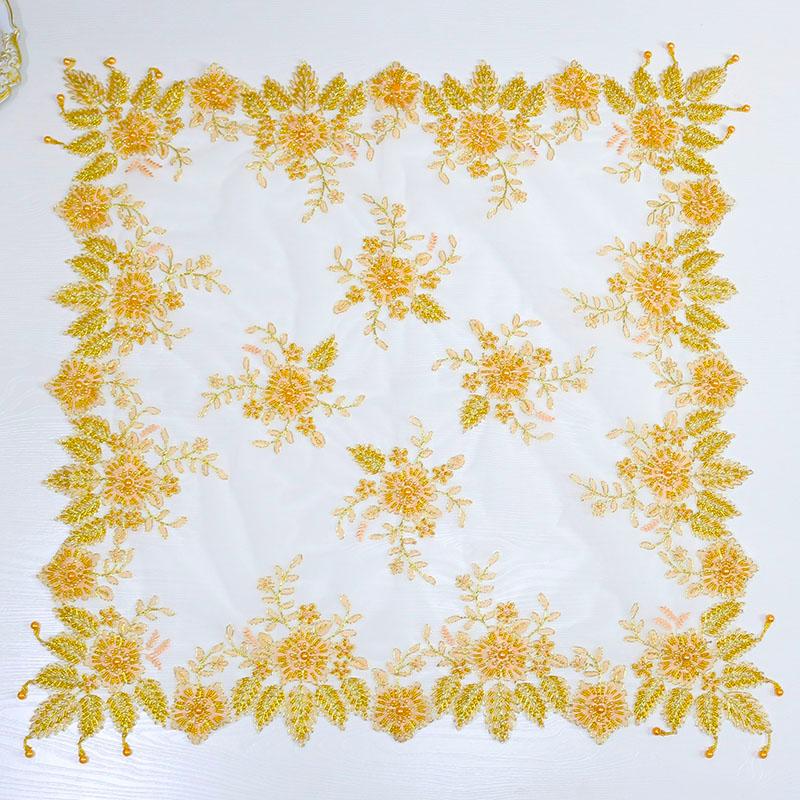 NEUE goldene Perlenblumen Stickerei Tischdeckenbezug Hochzeit Esstischdecke Küche Weihnachten Tischdekoration und Zubehör