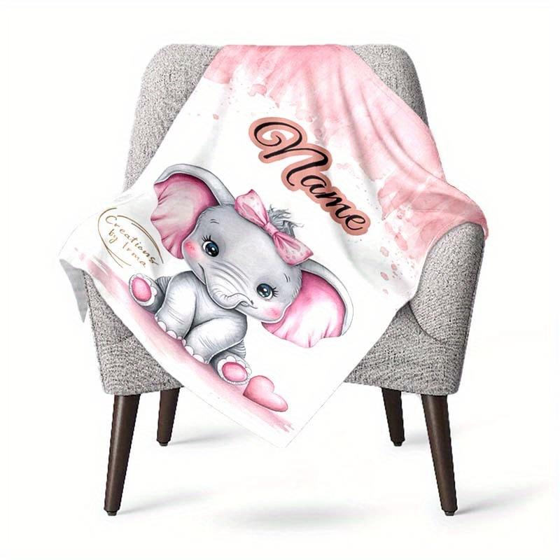 Pink Elephant Customize Your Name Blanket Used For Chair Office Sofa Bed Camping Soft And Warm Giving Friends And Relatives Birthday Gifts Graduation