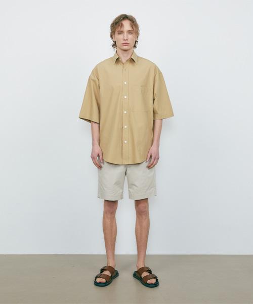 V2 Стиранная Коробчатая Половина Рубашки с Карманом_Бежевый Beige/L