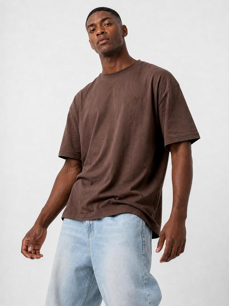 Men's Oversize T-shirt Brown Jigga Wear Small Written Tag M