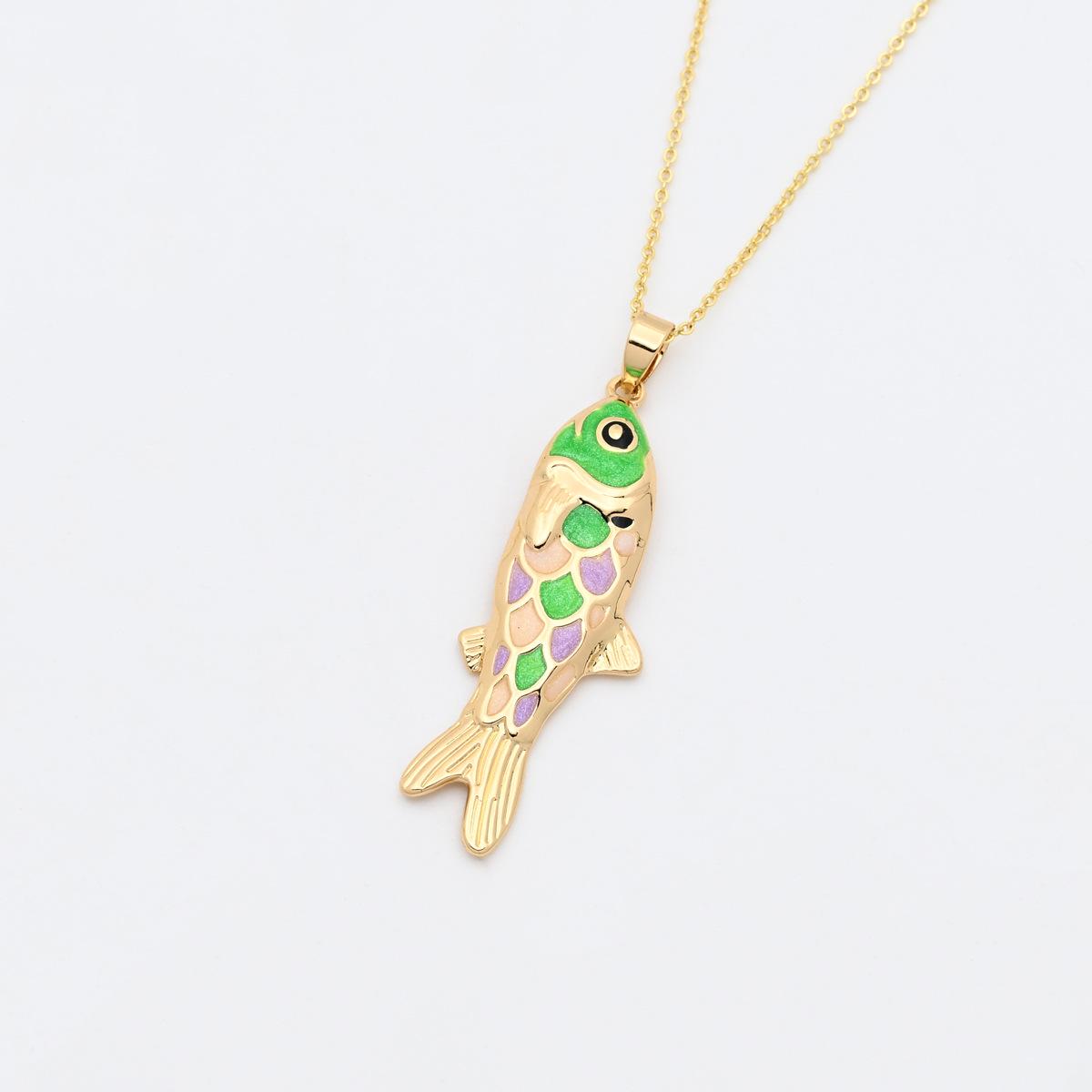 European & American Copper Enamel Koi Pendant Necklace - Ocean Small Fish Fashion Jewelry Pendant Only