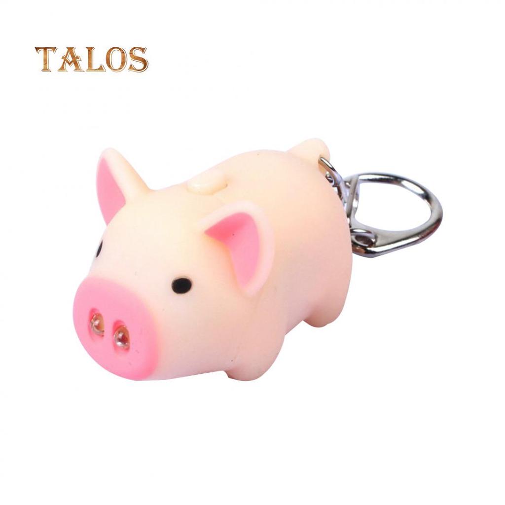 Cute Pig Style LED Light Sound Key Chain Keyring Car Bag Pendant Decoration Gift Suspension Trinket