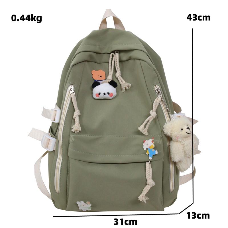 Girls Black Travel Waterproof School Bag Women New Nylon Laptop Book Bag Trendy Fashion Cute Female Ladies College Backpack Cool