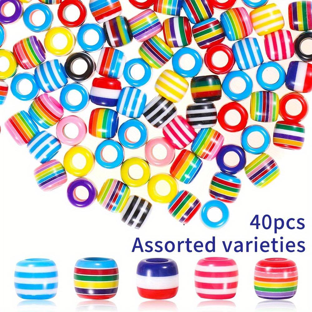 

10/40 шт., радужные аксессуары из смоляного материала с большими отверстиями, декоративные бусины для поделок, браслеты, ожерелья, серьги, брелки, ювелирные изделия, аксессуары 40pcs