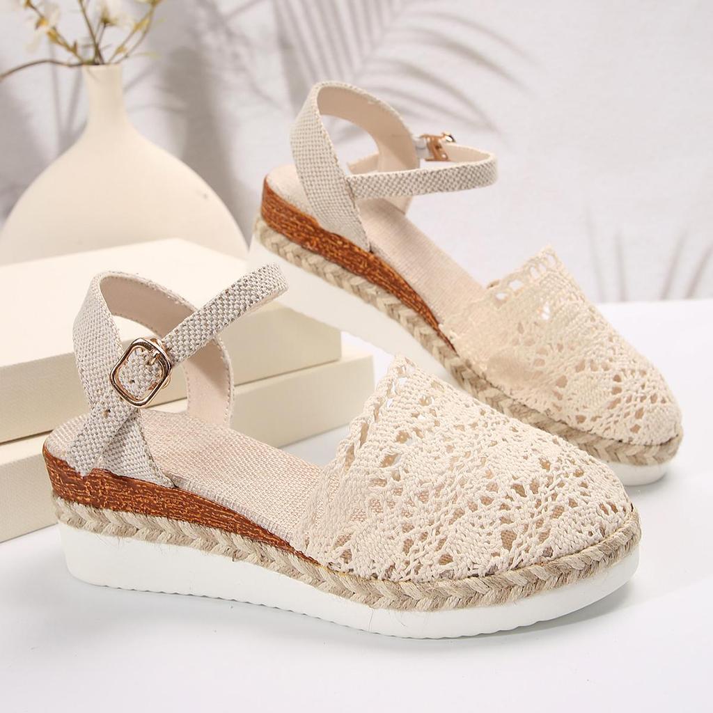 Women's Canvas Wedge Sandals Espadrilles Platform Summer New Fashion Casual Comfortable Shoes