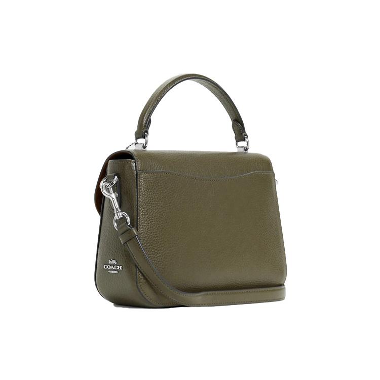 New COACH Marlie Leather Satchel Bag Small Square Bag Handbag Shoulder Bag Crossbody Bag Medium Size Women's Olive Green C1557-SVB75