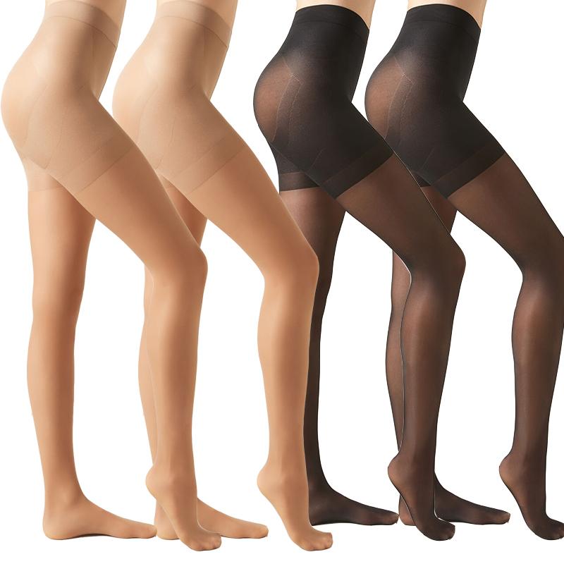 Collant Trasparenti 40D da Donna Primavera Estate Controllo Pancia Collant Sottili Elastici Sollevamento Glutei Calze Punta Rinforzata