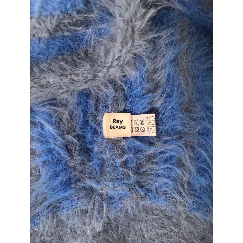 Used Ray BEAMS Fur Knit Hat Blue/gray