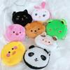 Cute Plush Coin Purse With Bear Head Design Cartoon Print Polyester Material