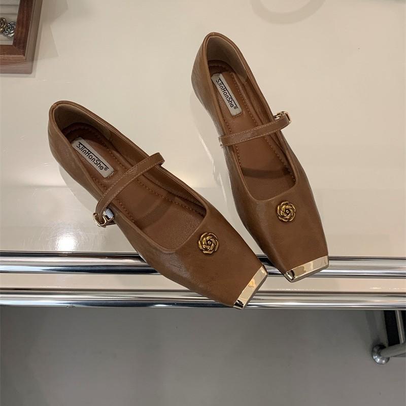 2025 Spring New Square Head Single Shoes with Temperament Retro Evening Shoes High Sense Small Fragrant Mary Jane Shoes