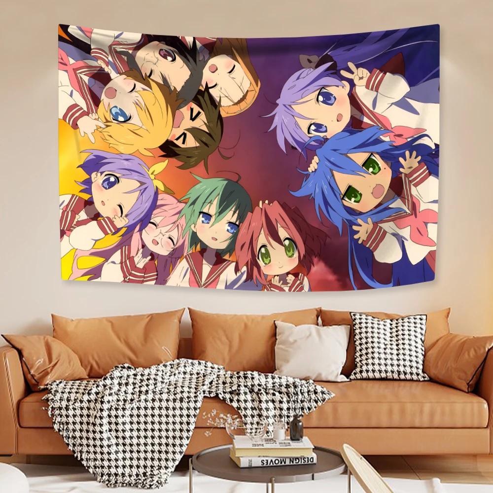 Kawaii Anime Wandteppiche Lucky Star Izumi Konata Japanische Wohnkultur Wandbehang Teppiche Schlafzimmer Hintergrund Freund Geschenk