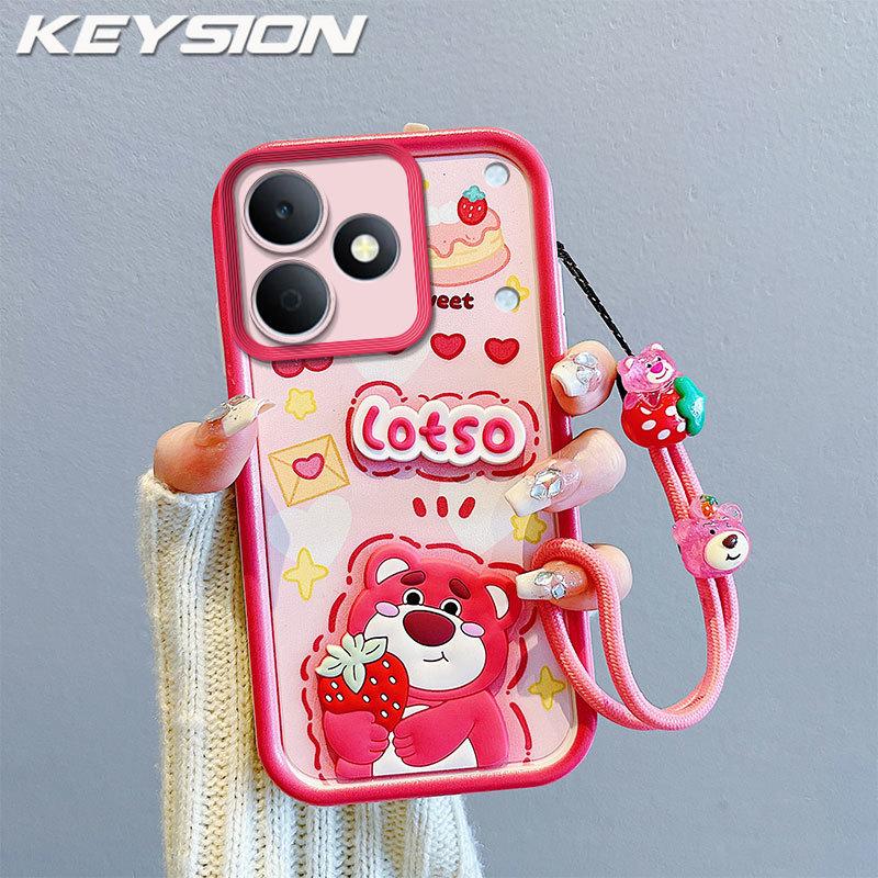 KEYSION Shockproof Case for Realme Note 80 with Lanyard Soft Silicone Cute 3D Cartoon Doll Phone Cover for Realme Note 80
