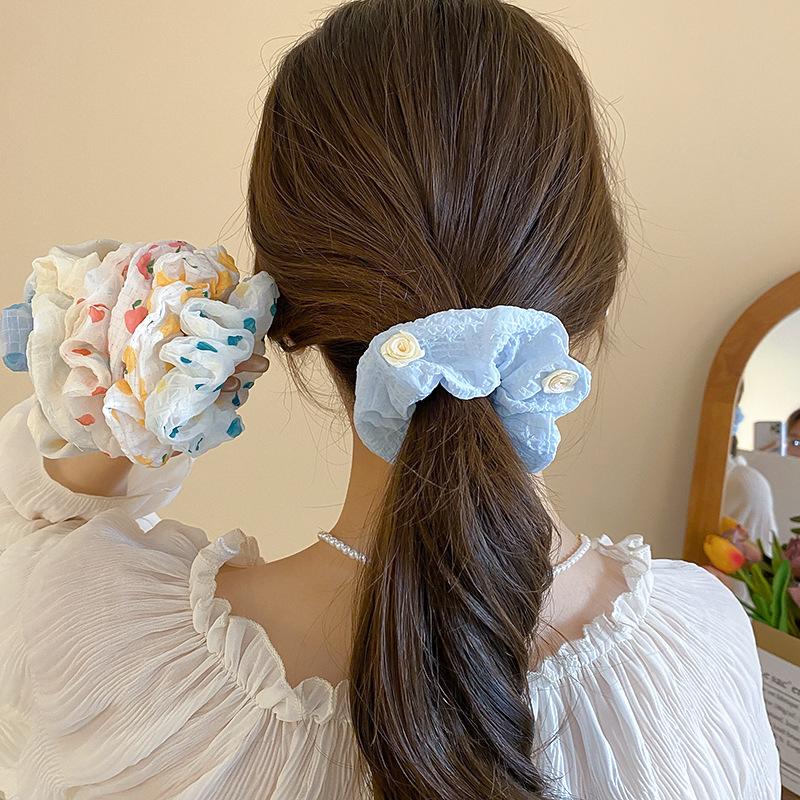 Dopamine cream sweet large intestine hair band women's fashion simple head flower versatile headgear hair accessories high sense