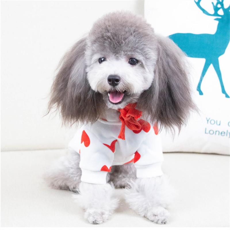 Cute Heart Dog Hoodie Sweatshirt Coat Autumn Winter Pet Dog Clothes Outfit Puppy Yorkie Costume Chihuahua Pomeranian Clothing